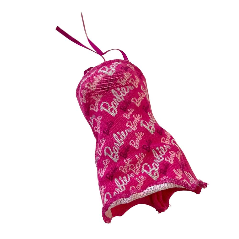 Barbie Boutique Tank Sun Dress 2009 R4183 Pink Logo Spell Out Iconic Halter